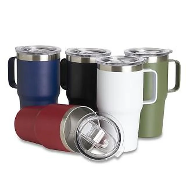 Caneca Metal Térmica com Tampa Transparente