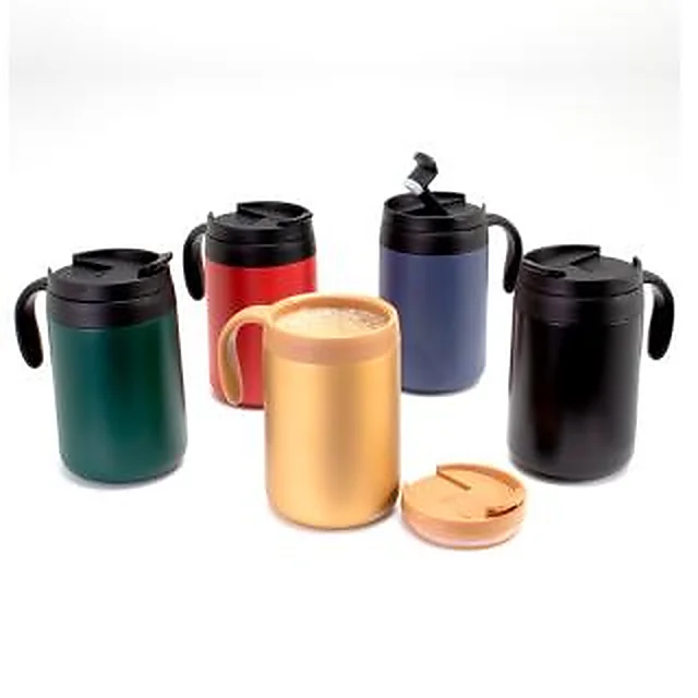 Caneca Metal Térmica Parede Dupla e Tampa Plástica
