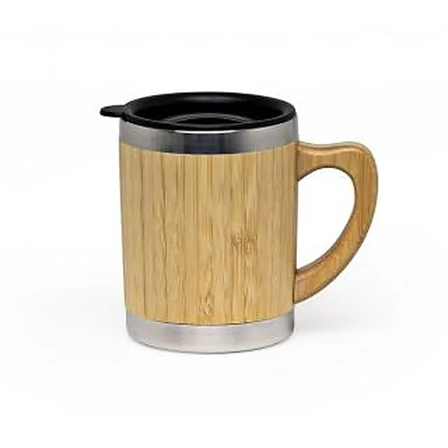 Caneca Ecológica Bambu com Tampa Plástica