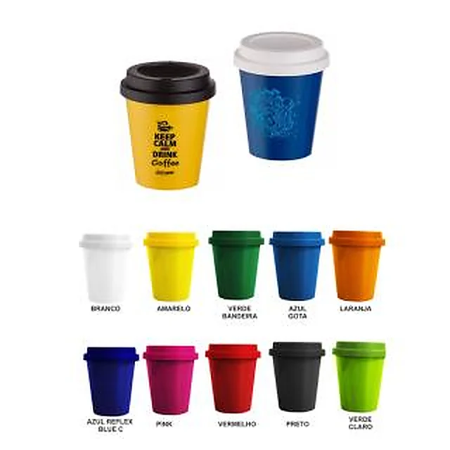 Copo Plástico para Café com Tampa
