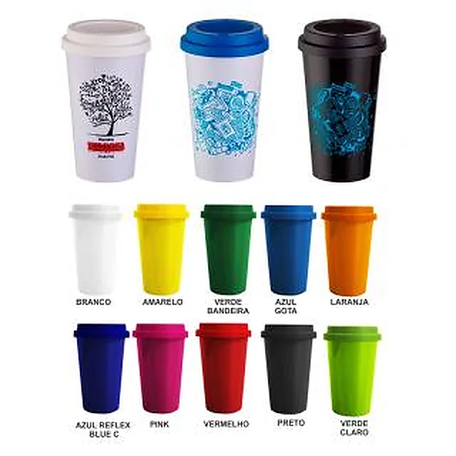 Copo Plástico de Café com Tampa