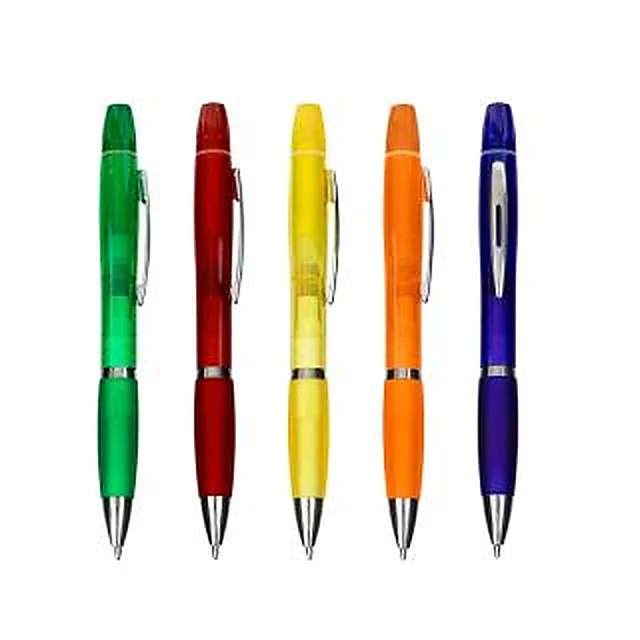 Caneta Plástica com Marca- Texto