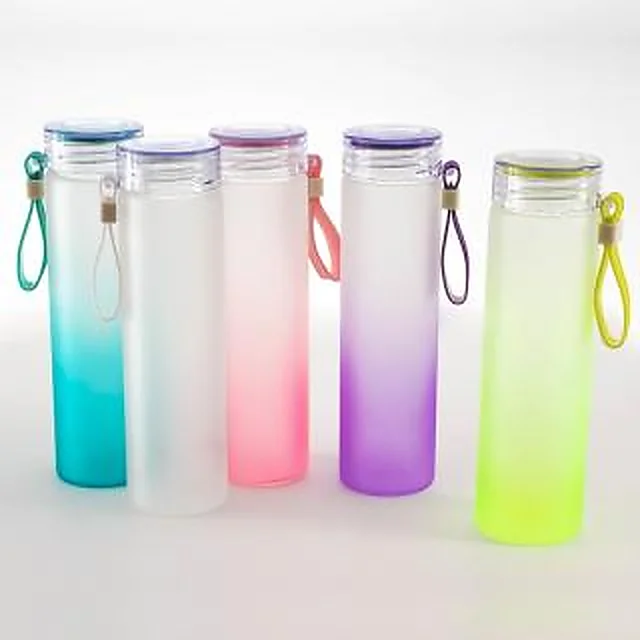 Garrafa Squeeze Vidro Jateado Bicolor