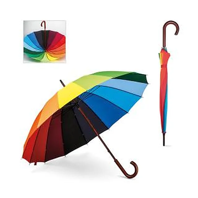 Guarda-Chuva Colorido com Pega em Madeira