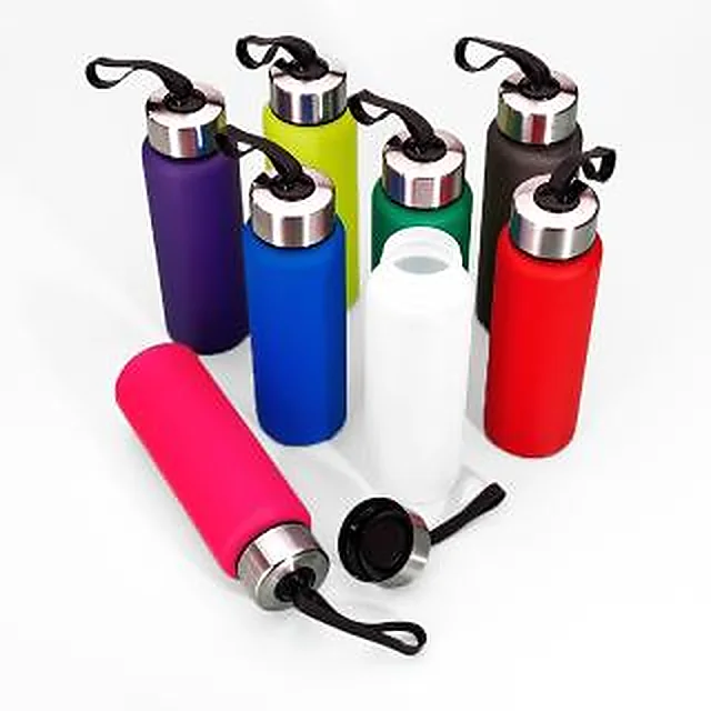 Garrafa Squeeze Plástico com Tampa em Aço Inox