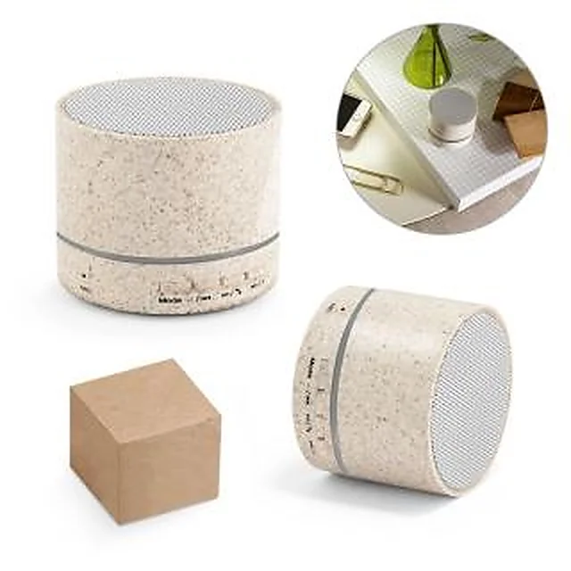 Caixa de Som Bluetooth em Fibra de Palha de Trigo