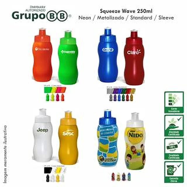 Garrafa Squeeze Plástico com Tampa Rosqueável