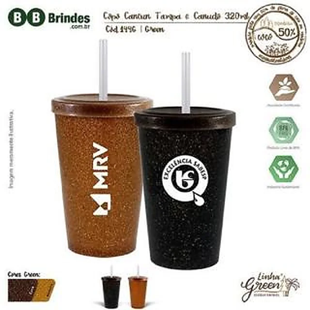 Copo Ecológico com Tampa e Canudo