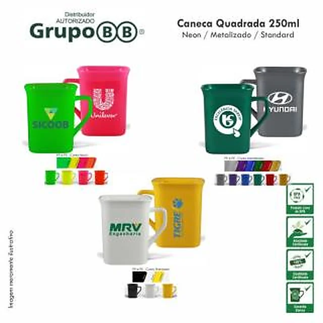 Caneca Plástica Quadrada